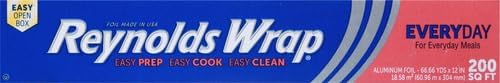 Reynolds Wrap Everyday Strength Aluminum Foil Roll, Freezer Safe and Grill Safe, Great for Foil Packets and Home Cooking, 12 Inches Wide, 200 Total Sq. Ft.