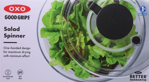 OXO Good Grips Salad Spinner | Lettuce Spinner | Fruit Washer | Fruit Washing Bowl with Strainer | Vegetable Cleaner | Salad Cleaner | Lettuce Washer | 6.22 Quart Capacity