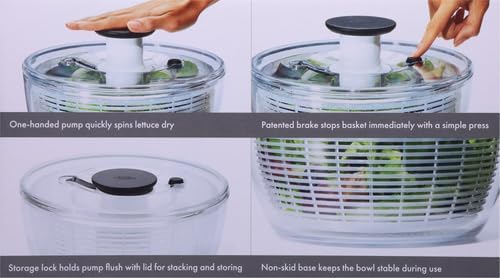 OXO Good Grips Salad Spinner | Lettuce Spinner | Fruit Washer | Fruit Washing Bowl with Strainer | Vegetable Cleaner | Salad Cleaner | Lettuce Washer | 6.22 Quart Capacity
