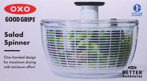 OXO Good Grips Salad Spinner | Lettuce Spinner | Fruit Washer | Fruit Washing Bowl with Strainer | Vegetable Cleaner | Salad Cleaner | Lettuce Washer | 6.22 Quart Capacity