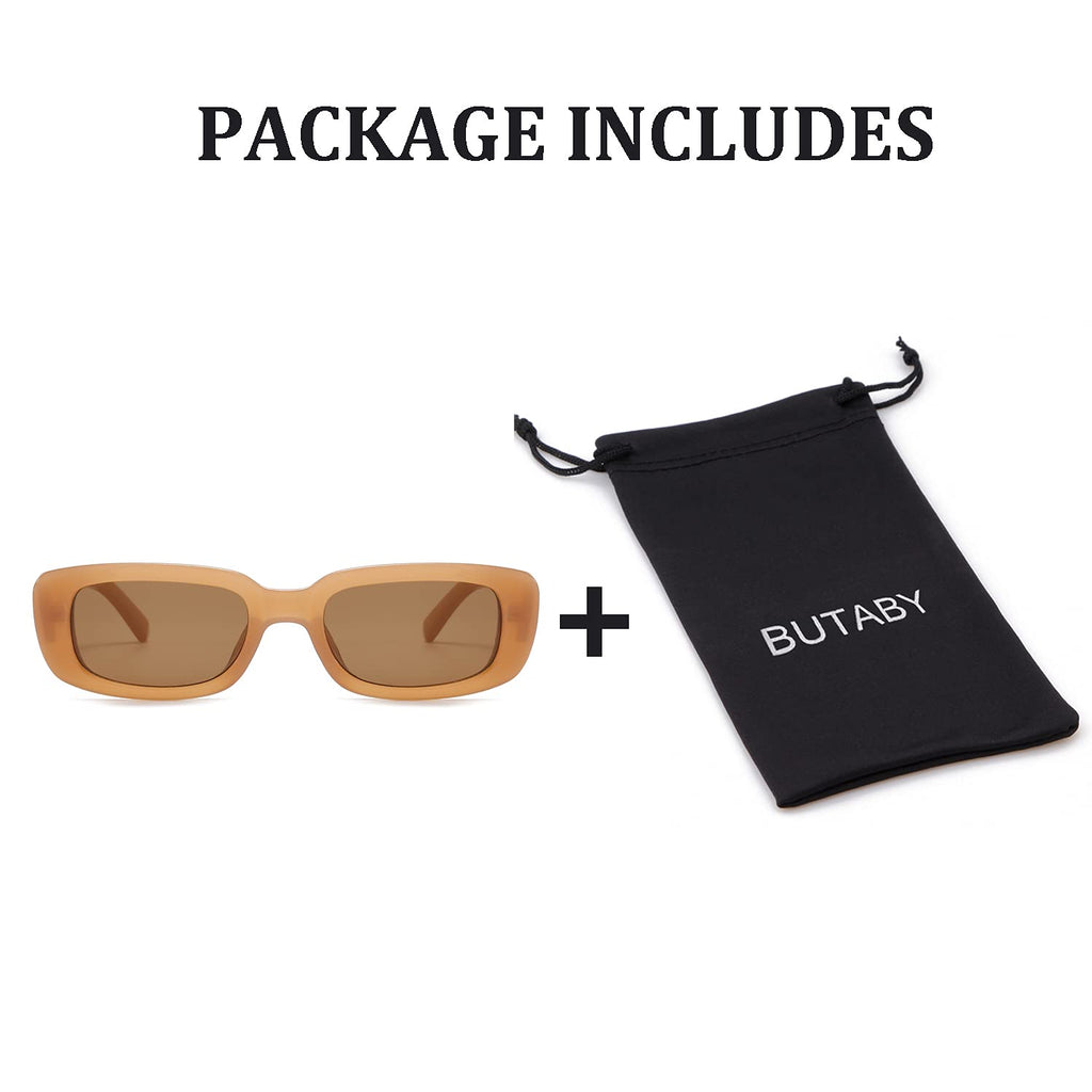 BUTABY Rectangle Sunglasses for Women Retro Driving Glasses 90’s Vintage Fashion Narrow Square Frame UV400 Protection