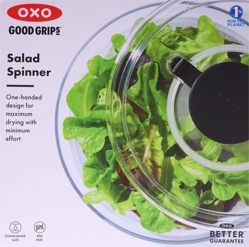 OXO Good Grips Salad Spinner | Lettuce Spinner | Fruit Washer | Fruit Washing Bowl with Strainer | Vegetable Cleaner | Salad Cleaner | Lettuce Washer | 6.22 Quart Capacity