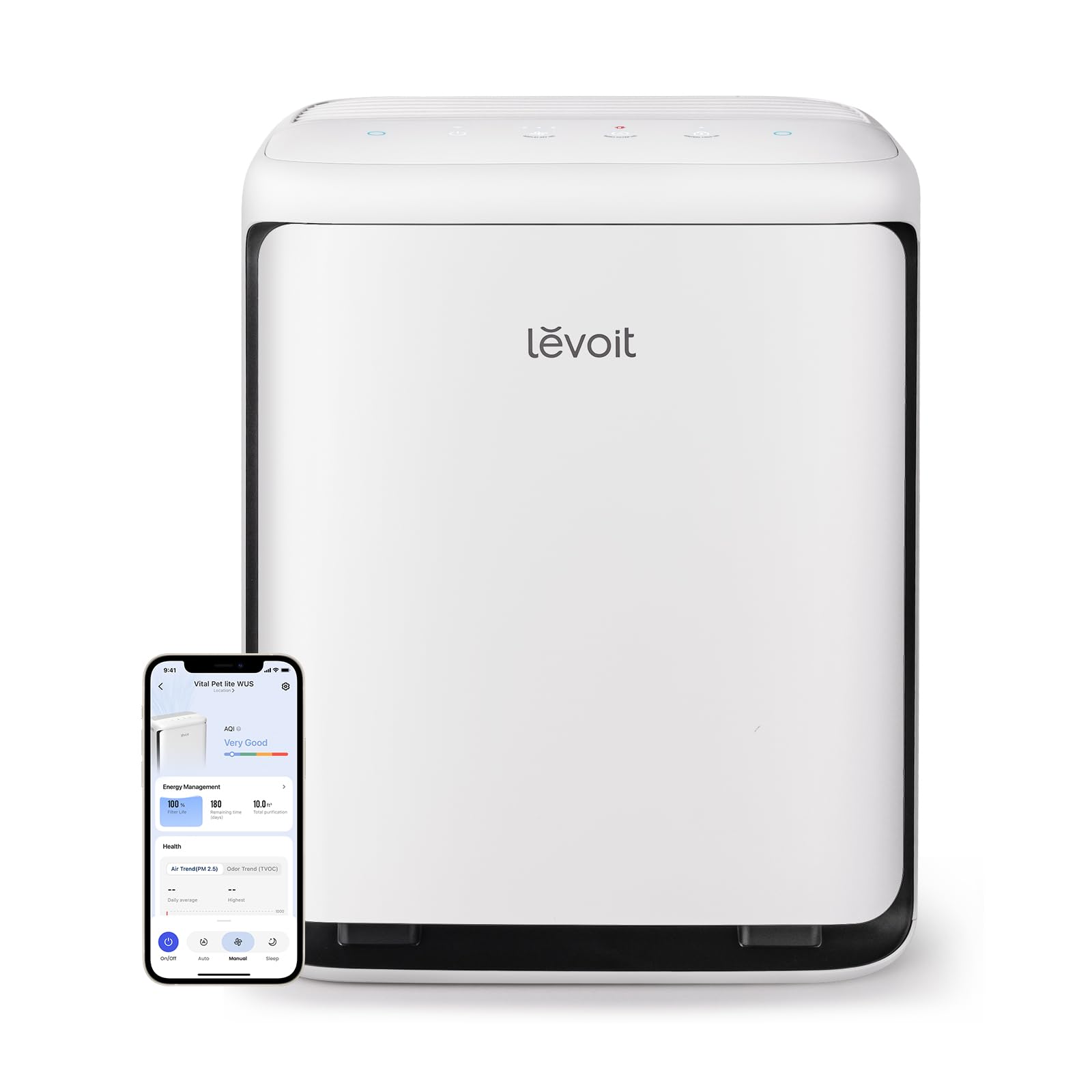 LEVOIT Air Purifier for Home Allergies Pet Hair in Bedroom, Covers Up to 1073 ft² by 56W High Torque Motor, AHAM VERIFIDE, 3-in-1 Filter with HEPA Sleep Mode, Remove Dust Smoke Odor, Core300-P, White
