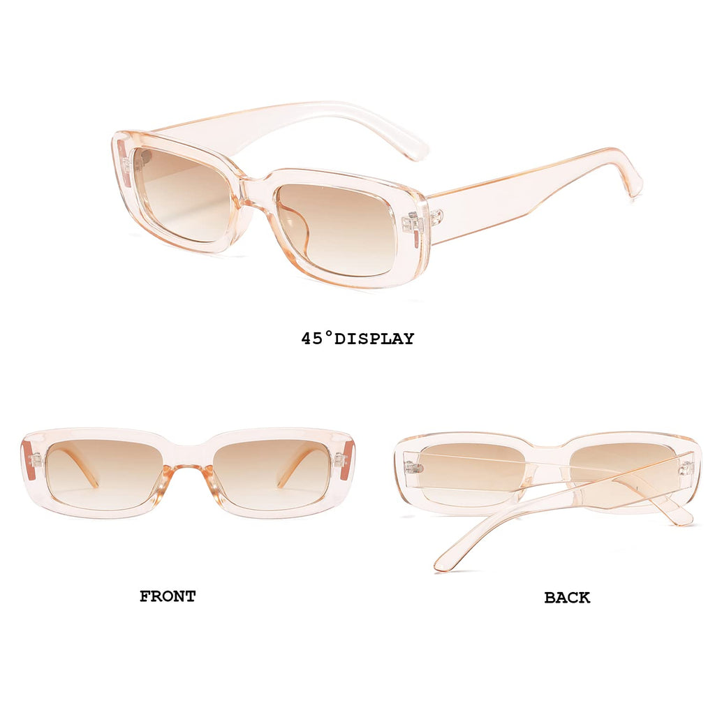 BUTABY Rectangle Sunglasses for Women Retro Driving Glasses 90’s Vintage Fashion Narrow Square Frame UV400 Protection