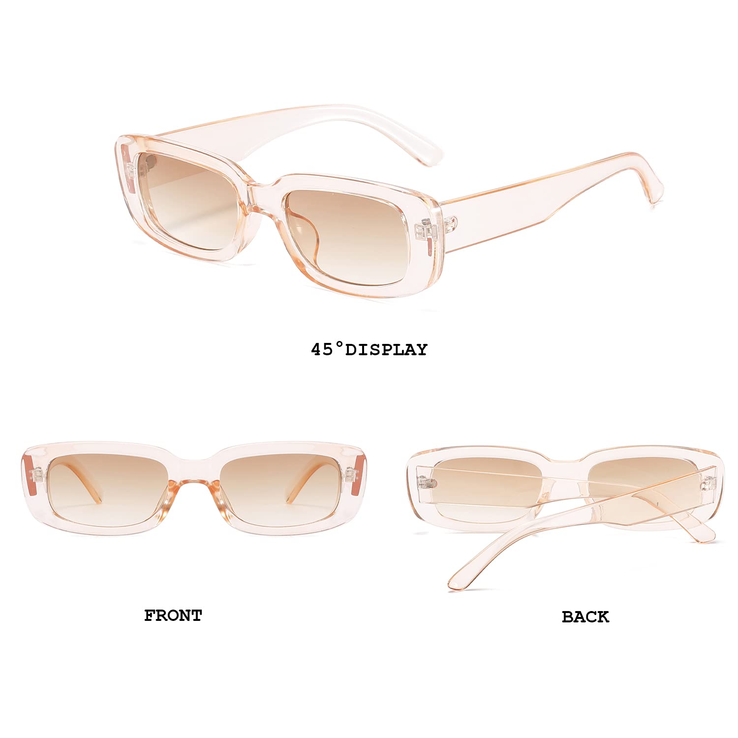 BUTABY Rectangle Sunglasses for Women Retro Driving Glasses 90’s Vintage Fashion Narrow Square Frame UV400 Protection