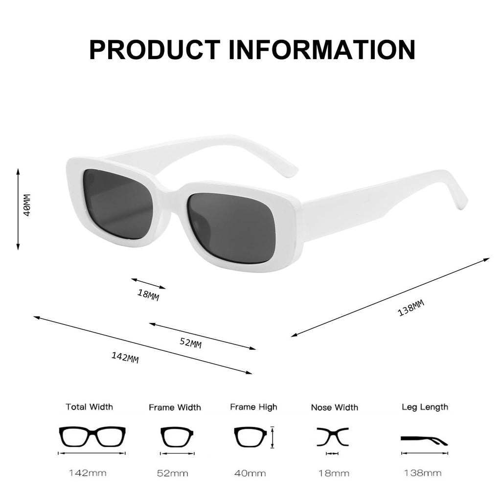 BUTABY Rectangle Sunglasses for Women Retro Driving Glasses 90’s Vintage Fashion Narrow Square Frame UV400 Protection