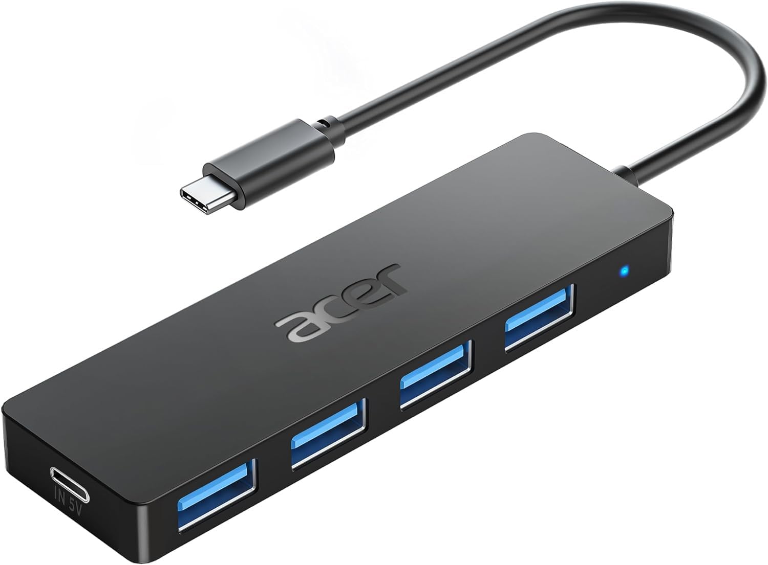 Acer USB Hub 4 Ports, Multiple USB 3.0 Hub, USBA Splitter for Laptop with Type C Power Port, Extender for A Port Laptop, PC, Desktop and More (2ft)