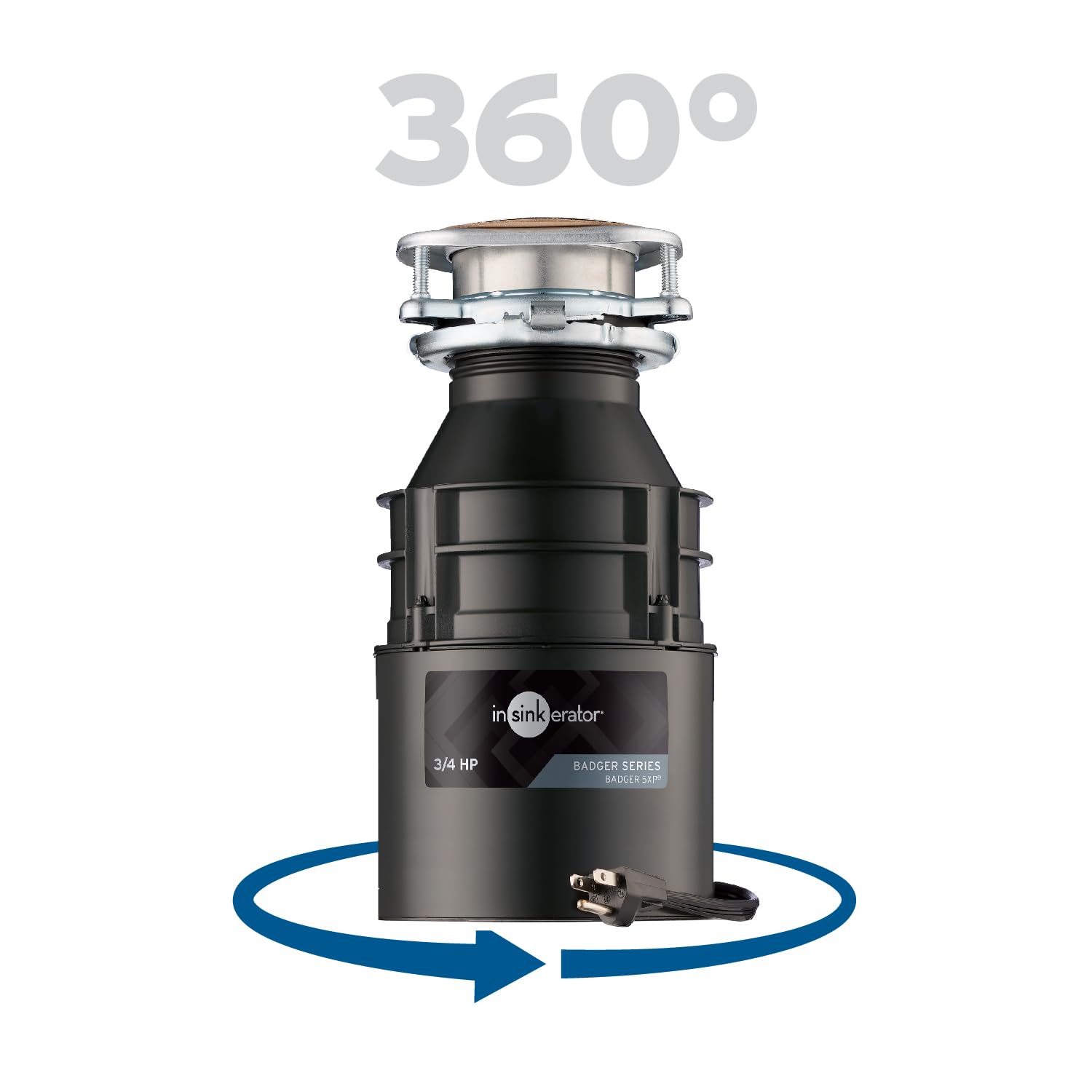 InSinkErator Badger 5 Garbage Disposal with Power Cord, Badger Series 1/2 HP Continuous Feed Food Waste Disposer