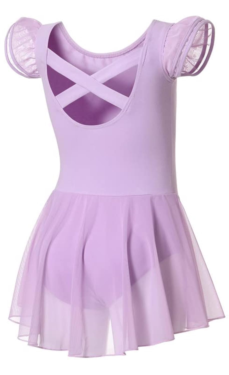 DIPUG Ballet Leotards for Girls Ballet Leotard with Skirt Toddler Dance Leotards Flutter Sleeve and Criss-Cross Back
