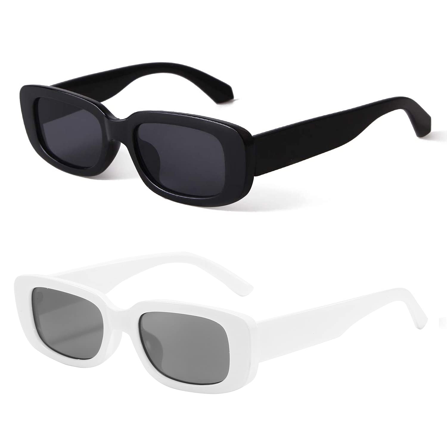 BUTABY Rectangle Sunglasses for Women Retro Driving Glasses 90’s Vintage Fashion Narrow Square Frame UV400 Protection
