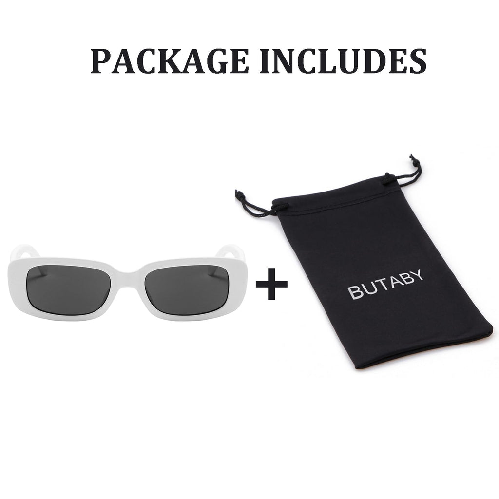 BUTABY Rectangle Sunglasses for Women Retro Driving Glasses 90’s Vintage Fashion Narrow Square Frame UV400 Protection