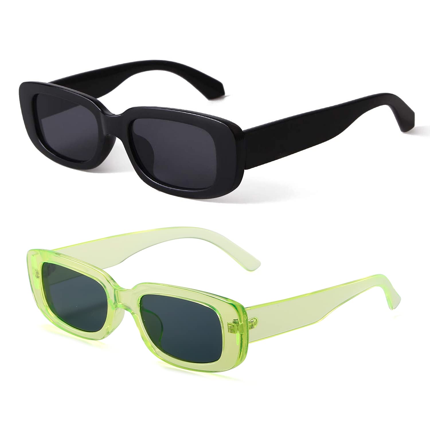BUTABY Rectangle Sunglasses for Women Retro Driving Glasses 90’s Vintage Fashion Narrow Square Frame UV400 Protection