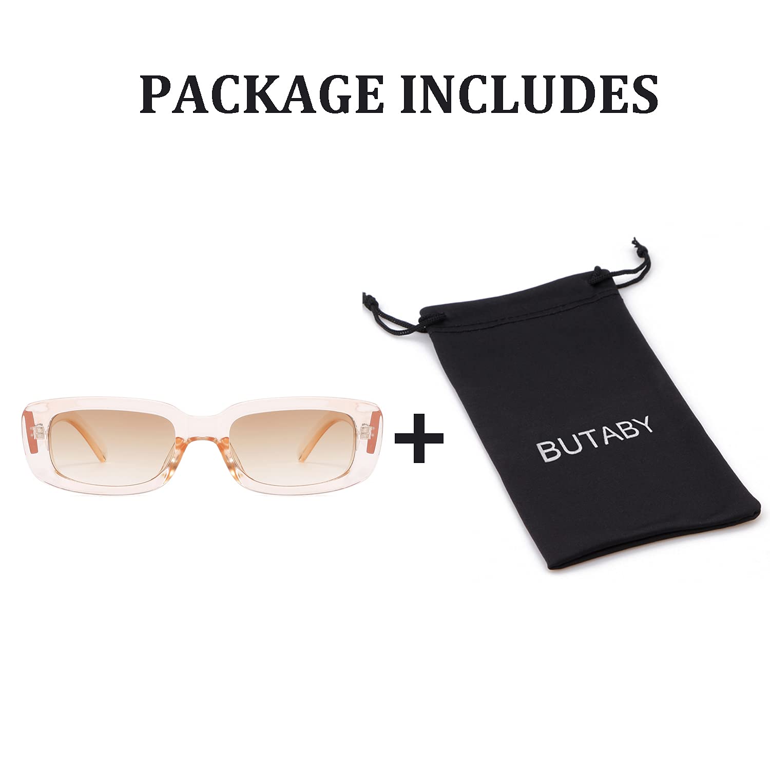 BUTABY Rectangle Sunglasses for Women Retro Driving Glasses 90’s Vintage Fashion Narrow Square Frame UV400 Protection