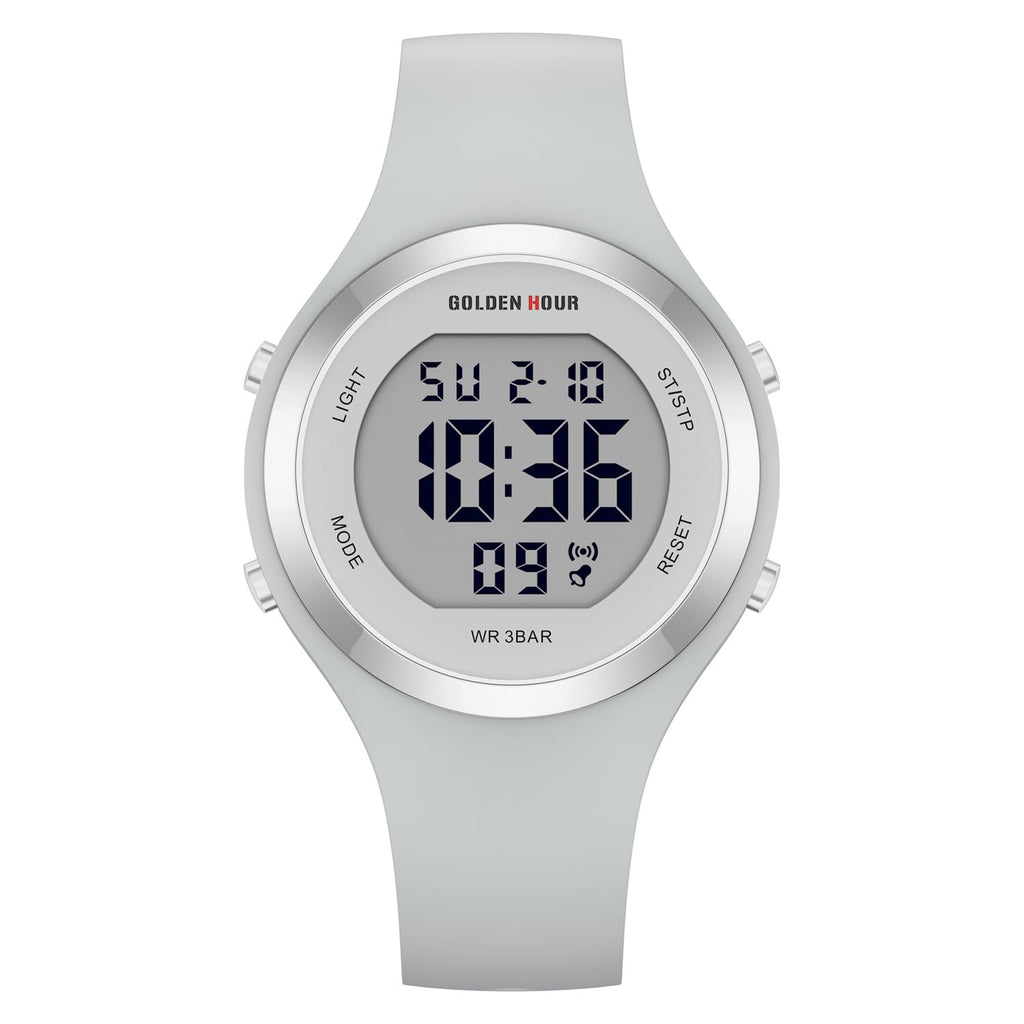 GOLDEN HOUR Waterproof Sport Women's Digital Chronograph Silicone Strap Watch