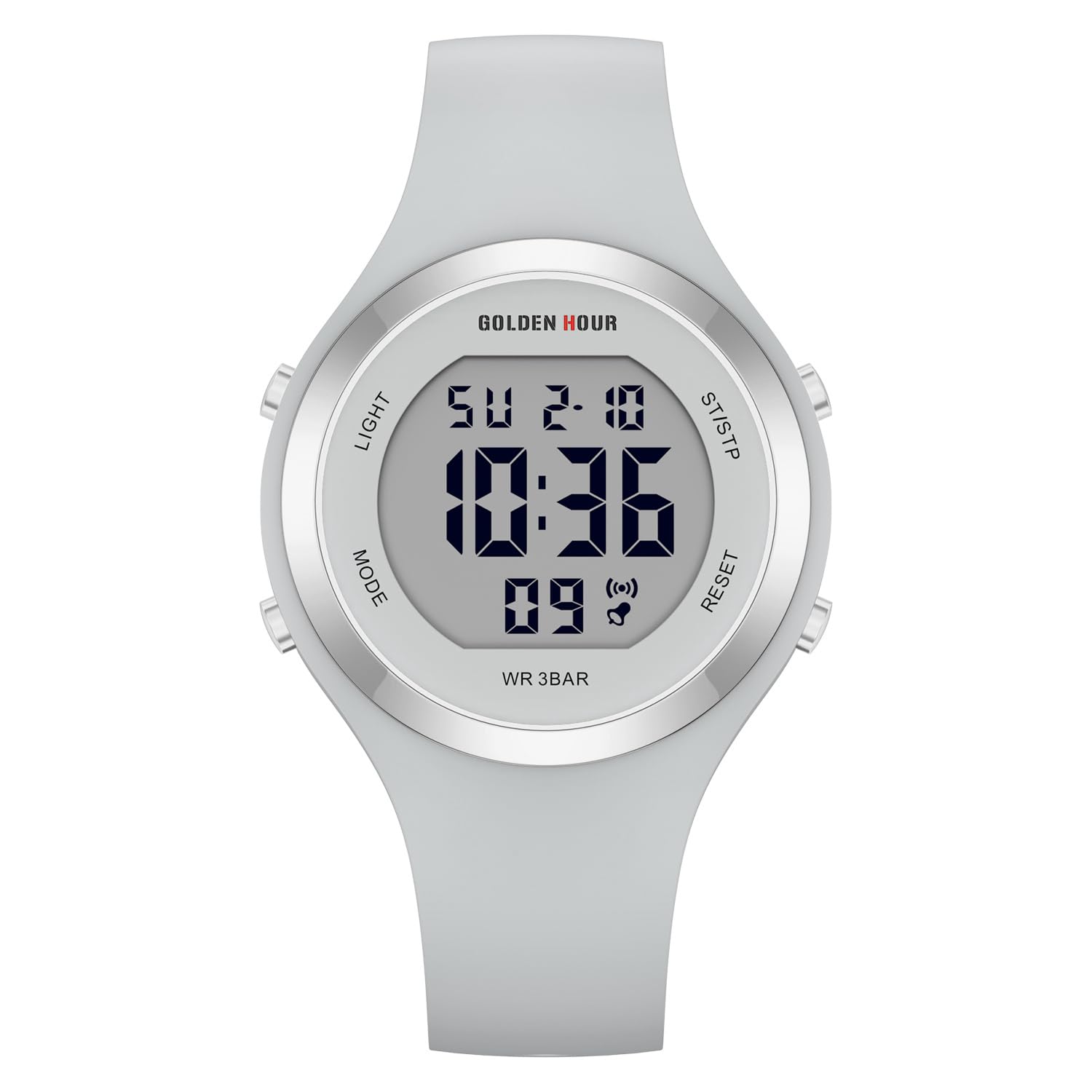GOLDEN HOUR Waterproof Sport Women's Digital Chronograph Silicone Strap Watch