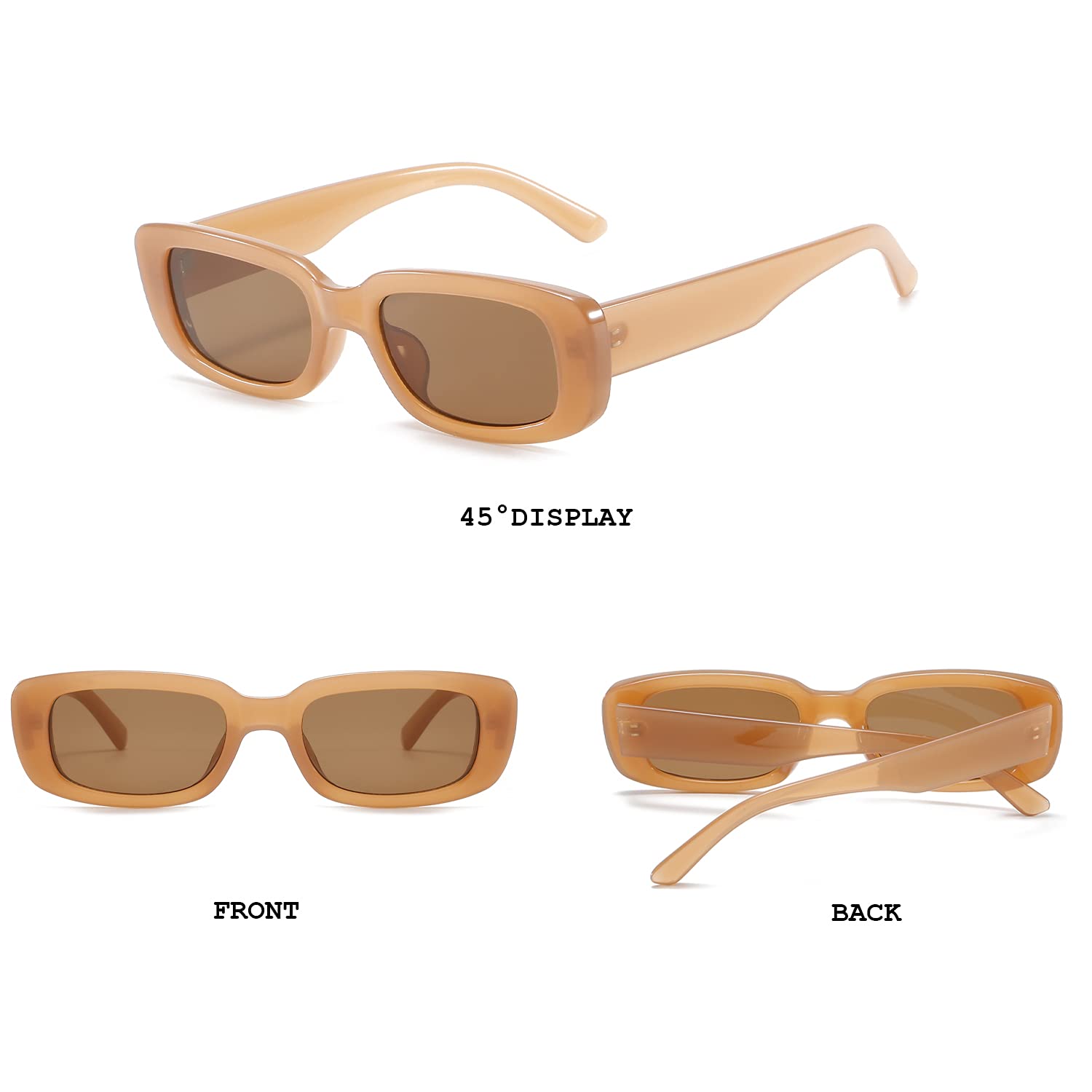 BUTABY Rectangle Sunglasses for Women Retro Driving Glasses 90’s Vintage Fashion Narrow Square Frame UV400 Protection