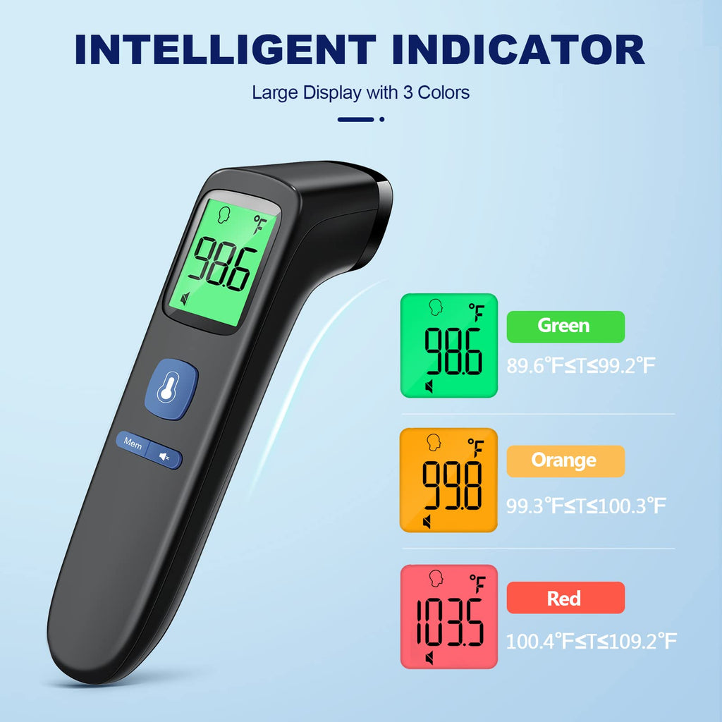 No-Touch Thermometer for Adults and Kids, Accurate Digital Baby Thermometer | 1s Fast Reading, Fever Alarm, Silent Mode, 35-Reading Memory, Forehead & Object Mode, AAA Battery Included, for Home & Clinic