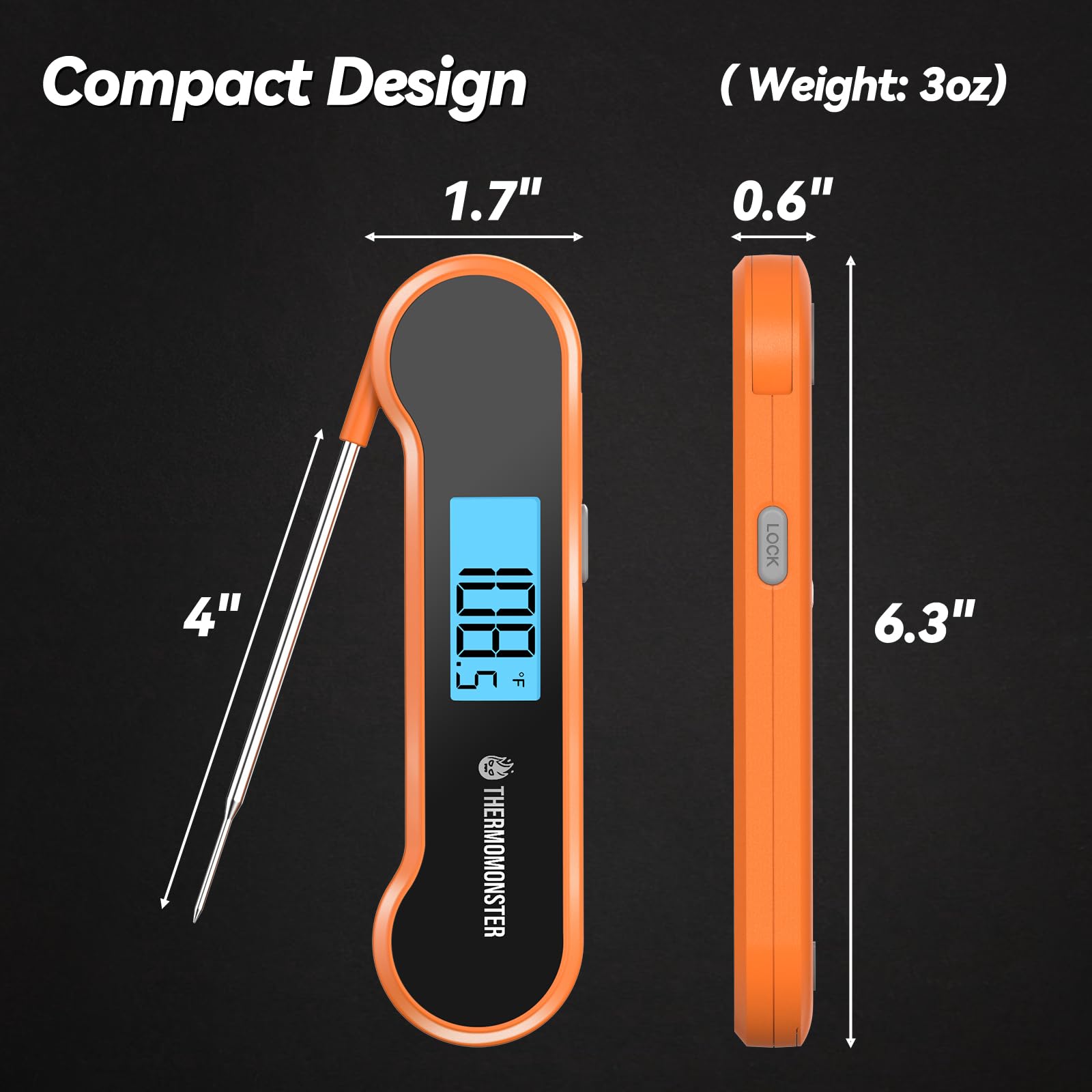 0.5 Sec Instant Read Meat Thermometer Digital with ±0.5℉ Precision, Food Thermometer for Cooking Kitchen Gadgets, Oven Grill Candy BBQ Essentials Accessories, Gifts for Him Dad Men Birthday, Red