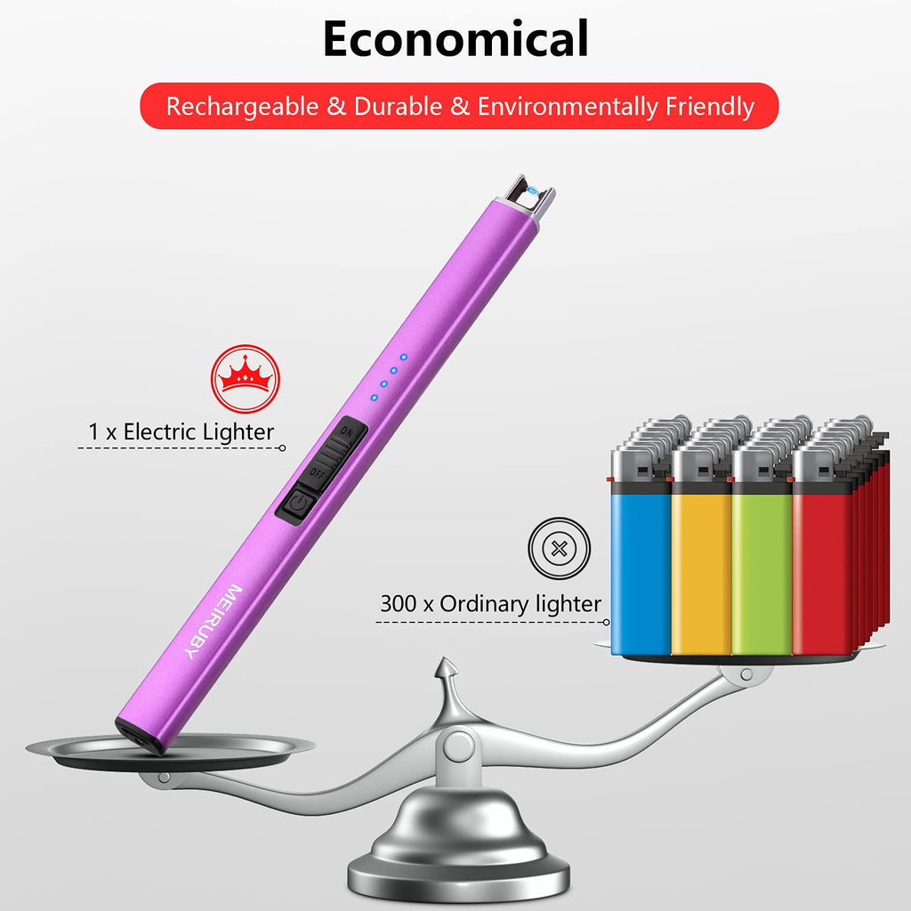 MEIRUBY Lighter Electric Candle Lighter, Birthday for Women Men Mom Wife Sister, Rechargeable USB Arc Lighters for Candle Camping BBQ