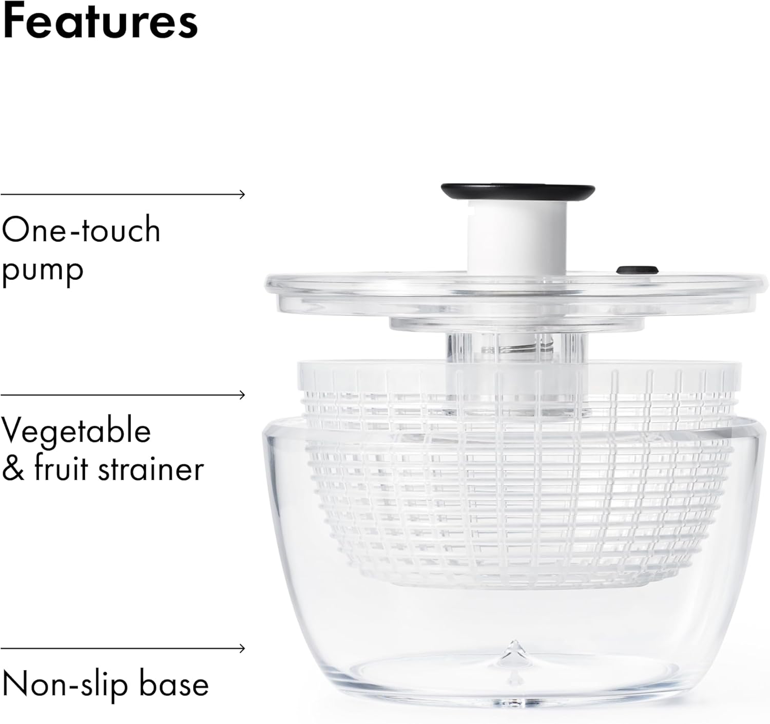 OXO Good Grips Salad Spinner | Lettuce Spinner | Fruit Washer | Fruit Washing Bowl with Strainer | Vegetable Cleaner | Salad Cleaner | Lettuce Washer | 6.22 Quart Capacity