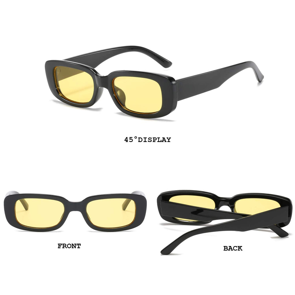 BUTABY Rectangle Sunglasses for Women Retro Driving Glasses 90’s Vintage Fashion Narrow Square Frame UV400 Protection