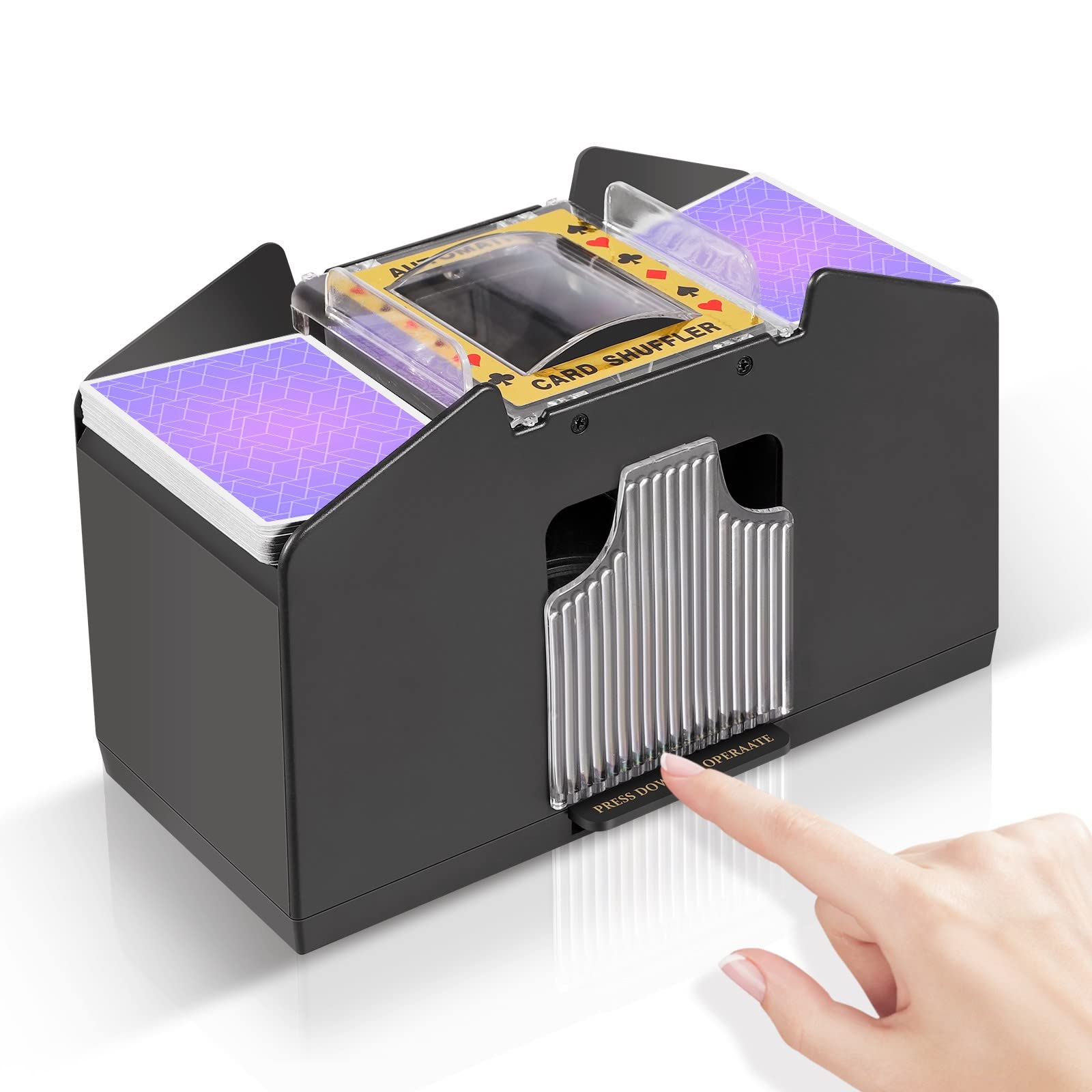 FEIERYA Automatic Card Shuffler 2 Deck,Battery-Operated Electric UNO Poker Shuffler,Playing Card Shuffler for Home Card Game,Travel