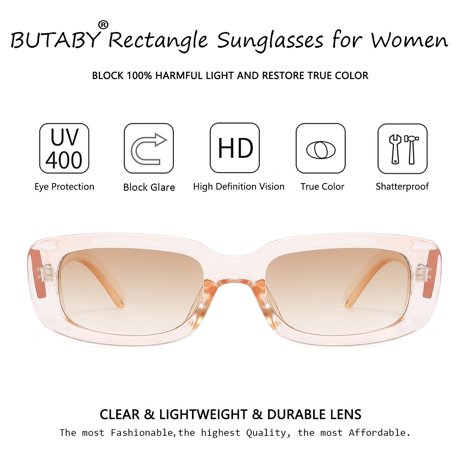 BUTABY Rectangle Sunglasses for Women Retro Driving Glasses 90’s Vintage Fashion Narrow Square Frame UV400 Protection