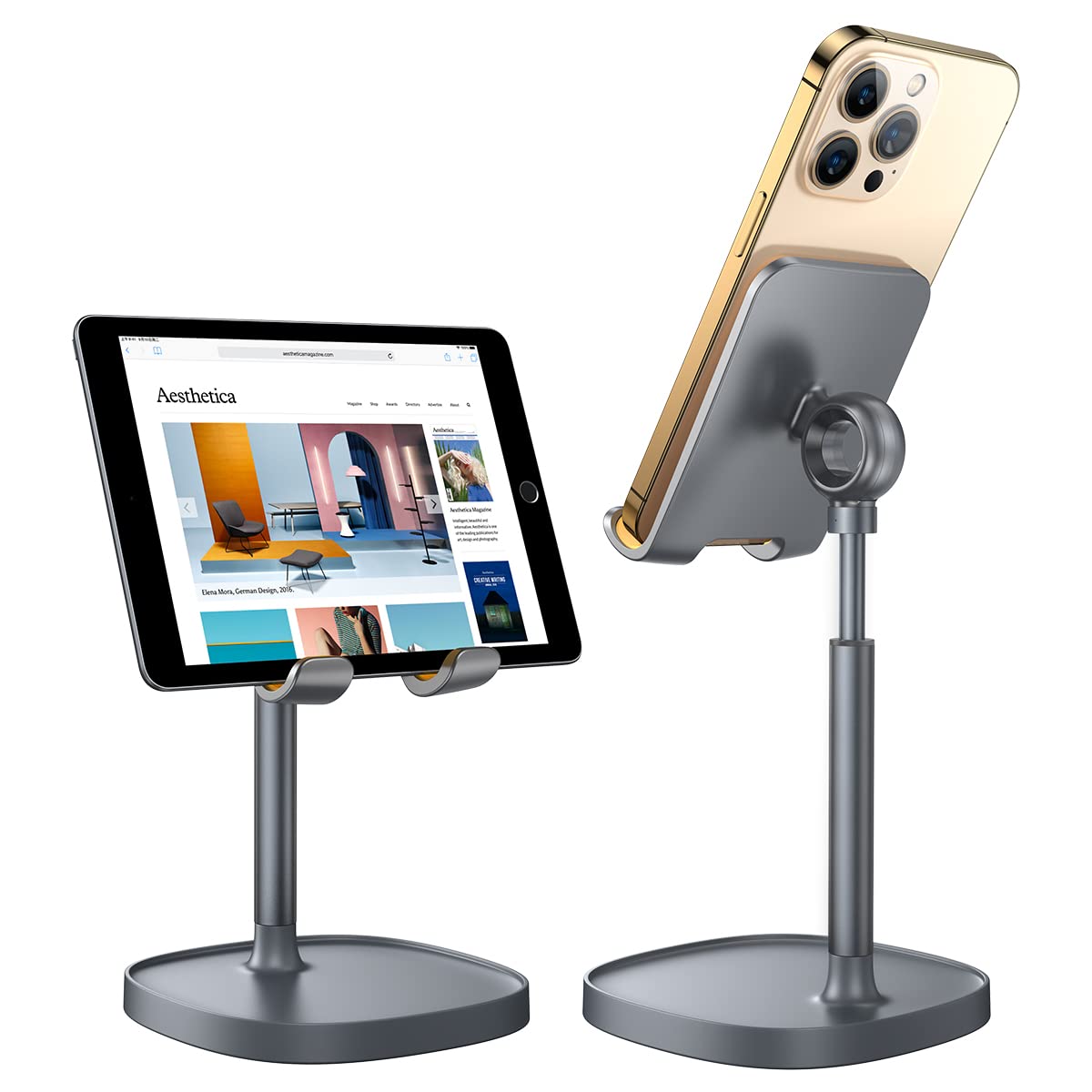 LISEN Cell Phone Stand Phone Holder for Desk Office Decor, Office Desk Accessories Women PC Gaming Essentials iPhone Stand Gadgets Men Gift for Father Fit OtterBox Case Switch iPad Air Tablet 4-10 in