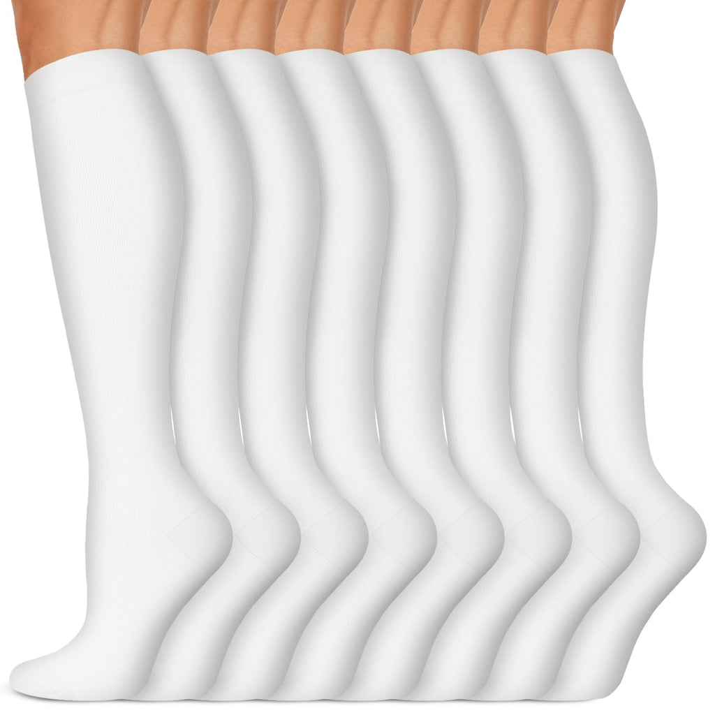 Copper Compression Socks 15-20 mmHg for Men & Women 8 Pairs – Circulation Support for Nurses, Travel, Running, Hiking, Soccer