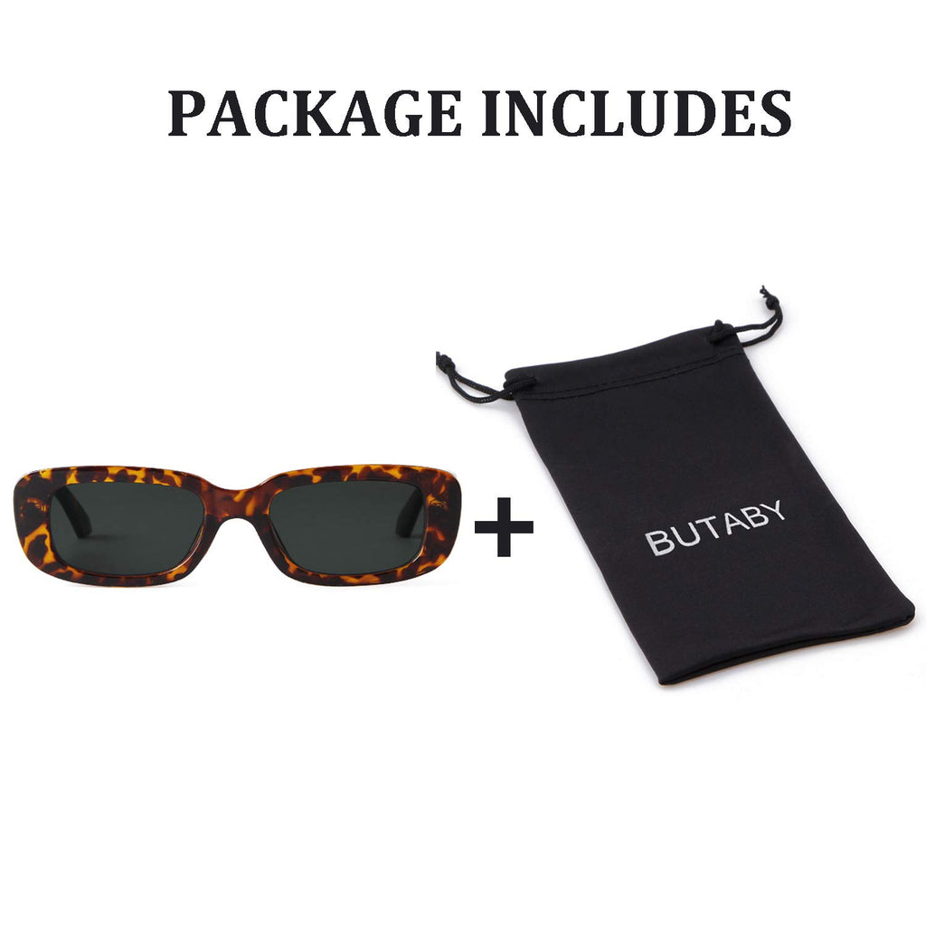 BUTABY Rectangle Sunglasses for Women Retro Driving Glasses 90’s Vintage Fashion Narrow Square Frame UV400 Protection