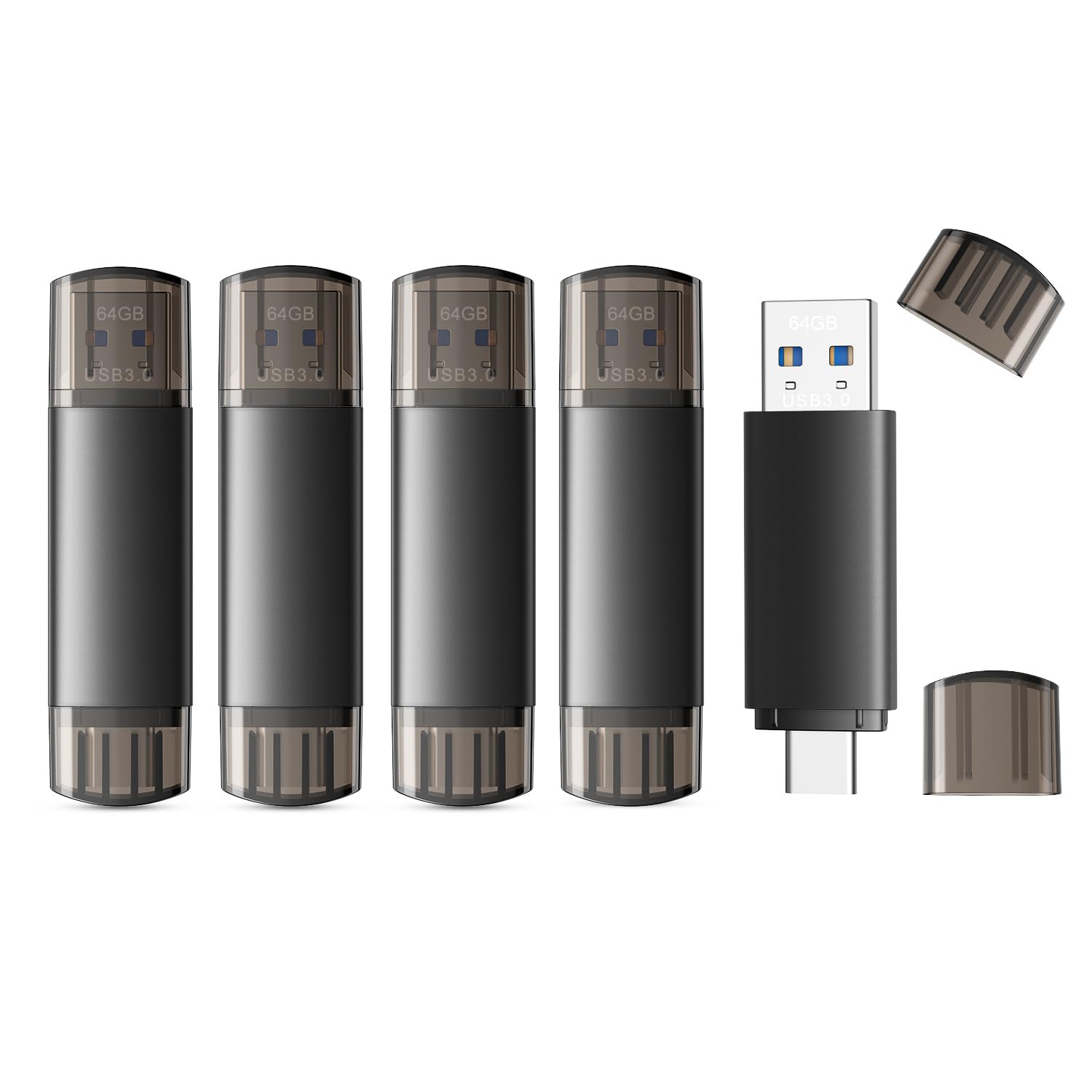 JOIOT 256GB USB C Flash Drive Dual USB 3.0 Type C + USB A Portable 2-in-1 Thumb Drive for Smartphone Tablet Computer Mac iPhone 15 Black