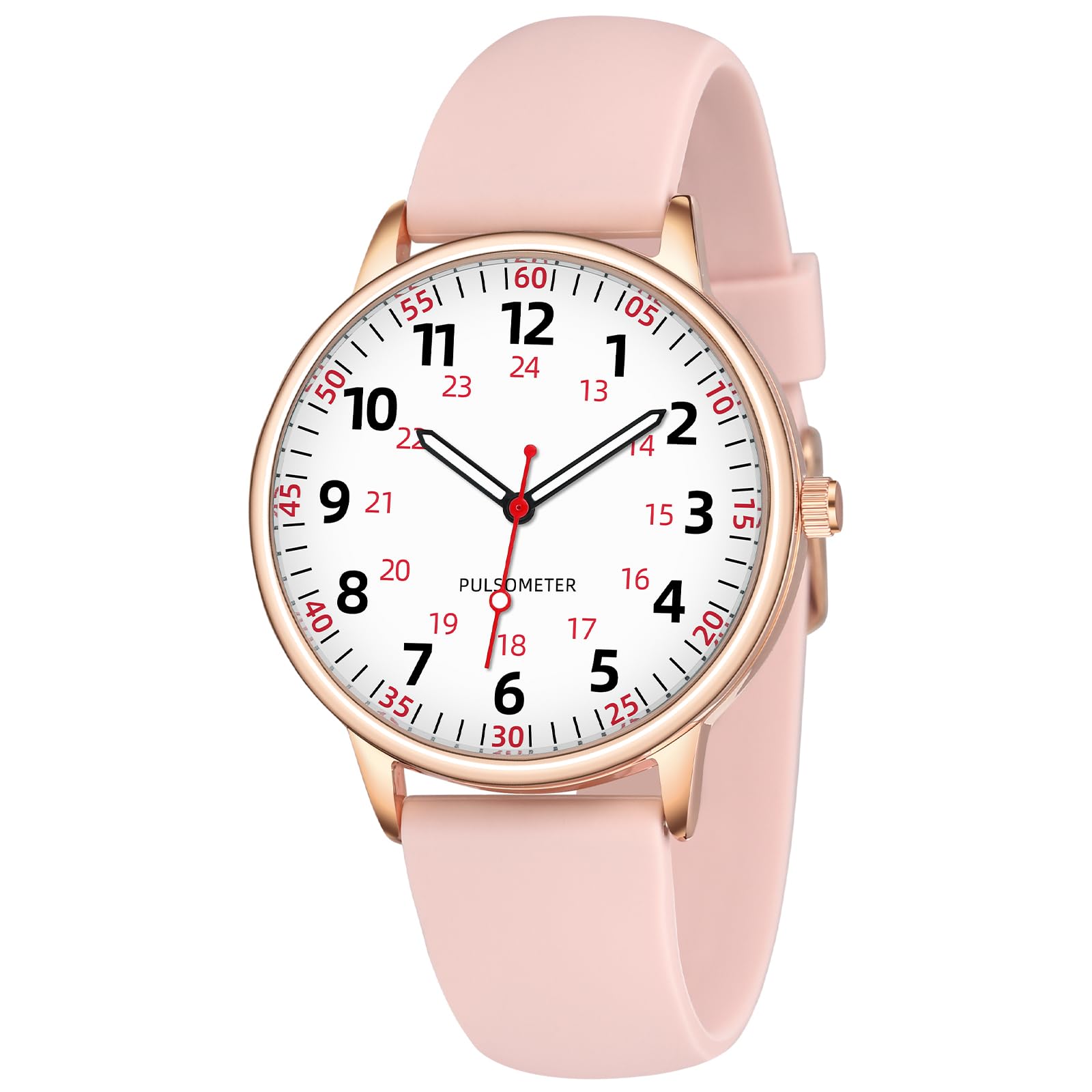 TWOPTION Nurse Watch for Women Waterproof Analog Silicone Watch with Second Hand Nursing Watch