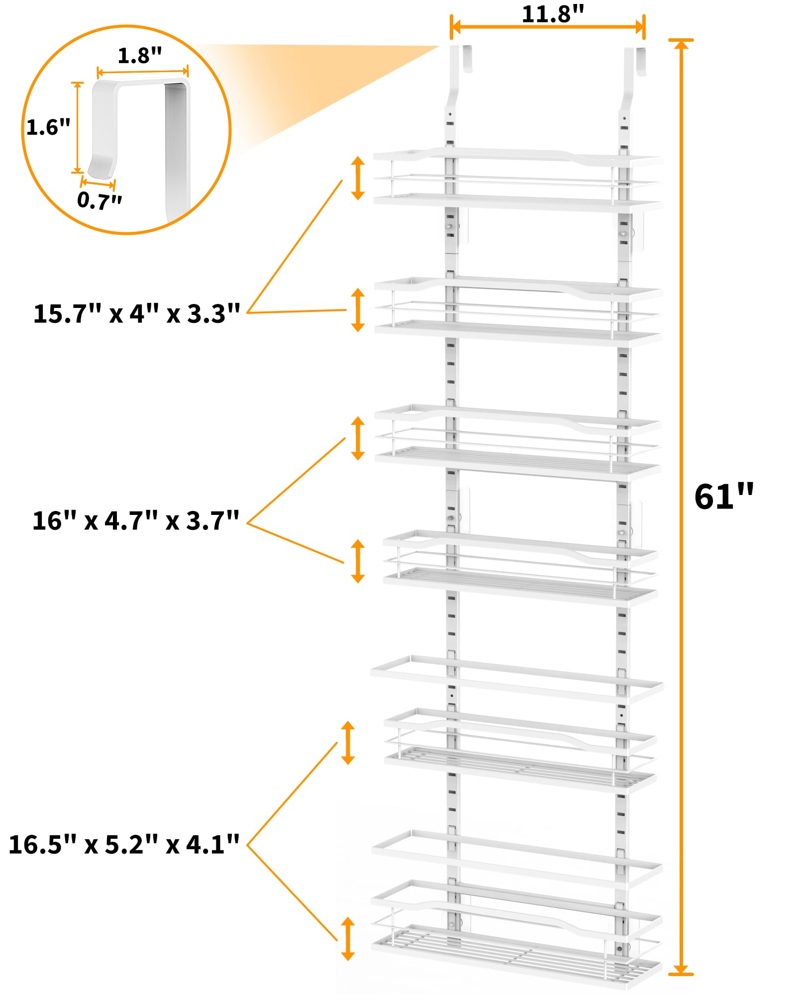 Moforoco White 9-Tier Over The Door Pantry Organizer, Pantry Organization And Storage, Metal Hanging Spice Rack Shelves Door, Home & Kitchen Essentials, Laundry Room Bathroom Organization