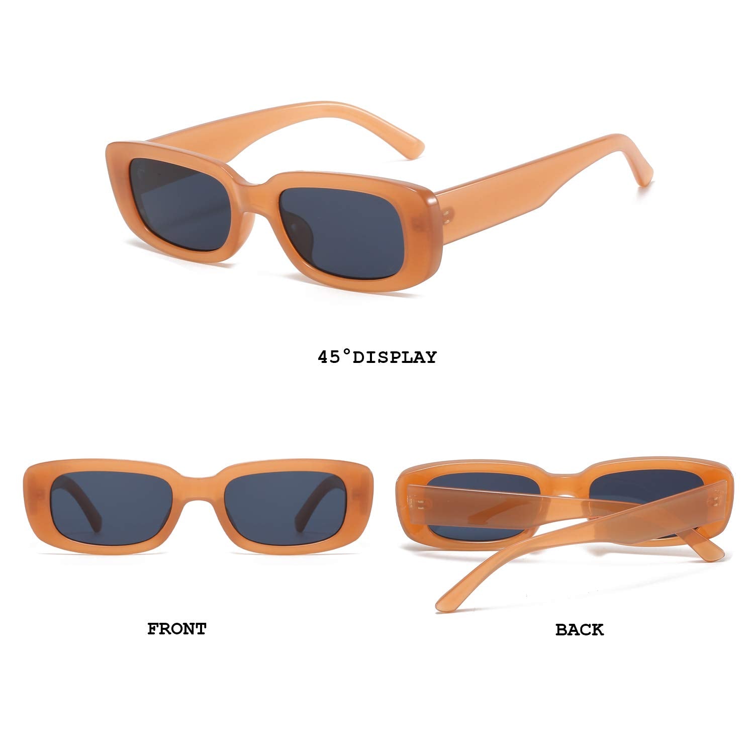 BUTABY Rectangle Sunglasses for Women Retro Driving Glasses 90’s Vintage Fashion Narrow Square Frame UV400 Protection
