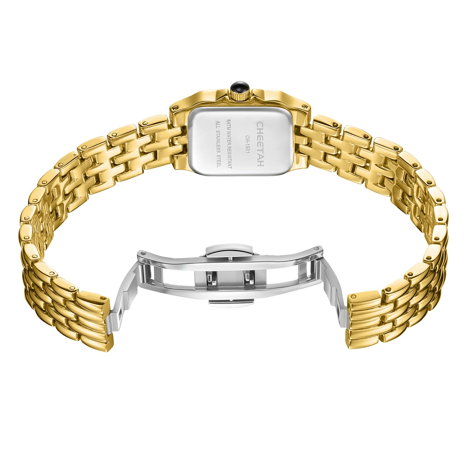 CHEETAH Gold Watches for Women with Small Vintage Bracelet, Rectangular Case Roman Dial