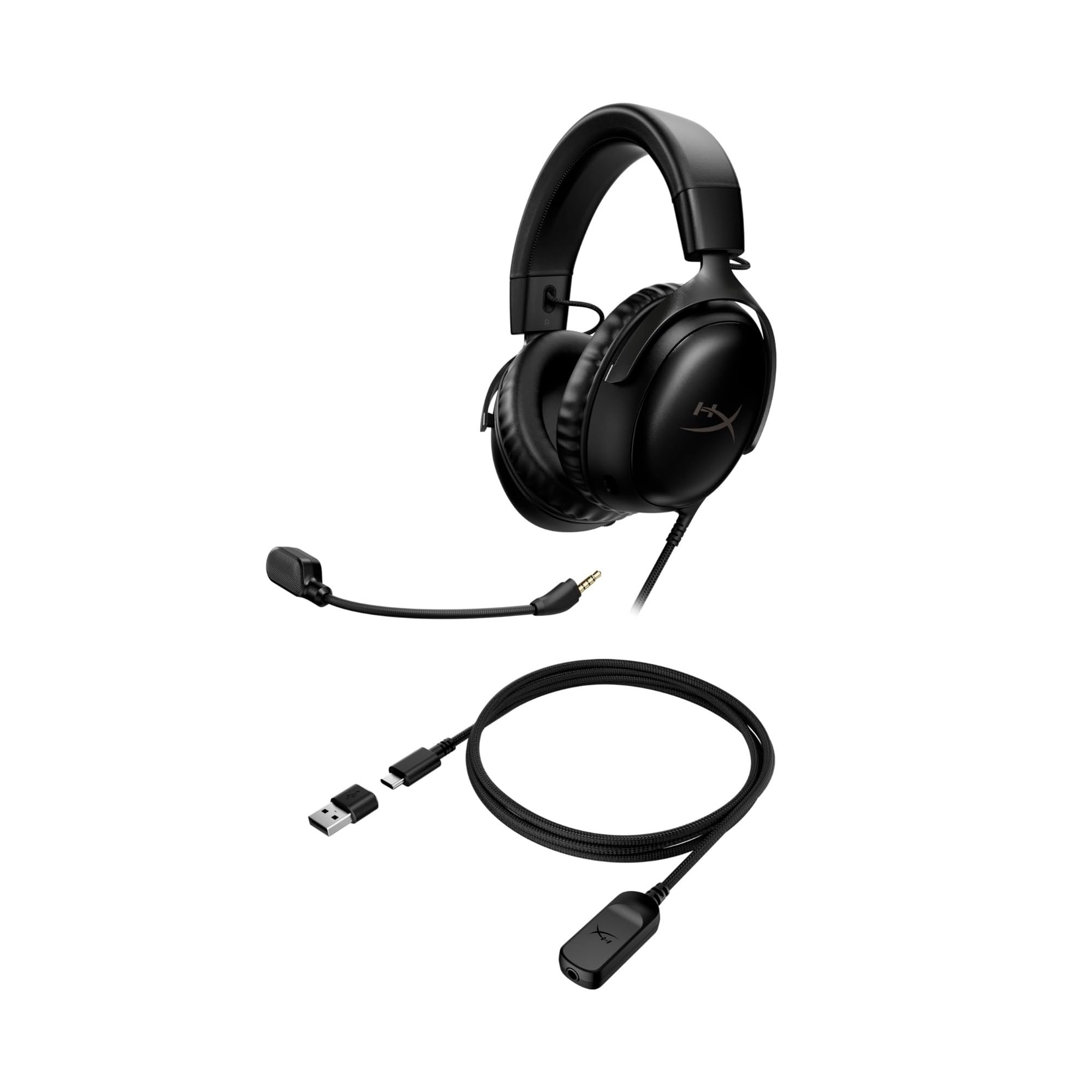 HyperX Cloud III – Wired Gaming Headset, PC, PS5, Xbox Series X|S, Angled 53mm Drivers, DTS Spatial Audio, Memory Foam, Durable Frame, Ultra-Clear 10mm Mic, USB-C, USB-A, 3.5mm – Black/Red