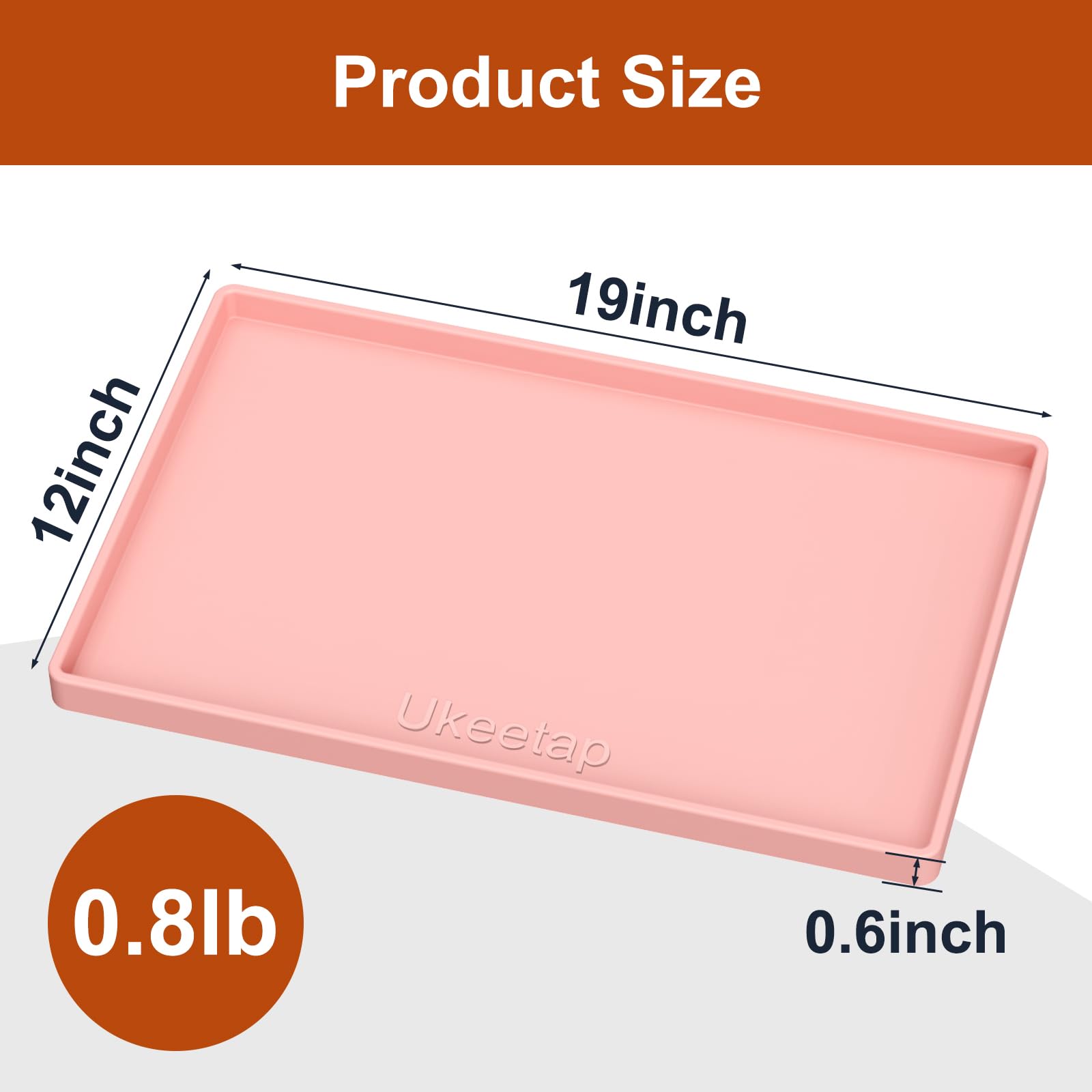 ukeetap Extra Thick Silicone Mat Waterproof with Raised Edge 34" x 22", Under Sink Mat for Kitchen & Bathroom, Kitchen Cabinet Liner, Multi-Purpose for Storage & Protection, Gray