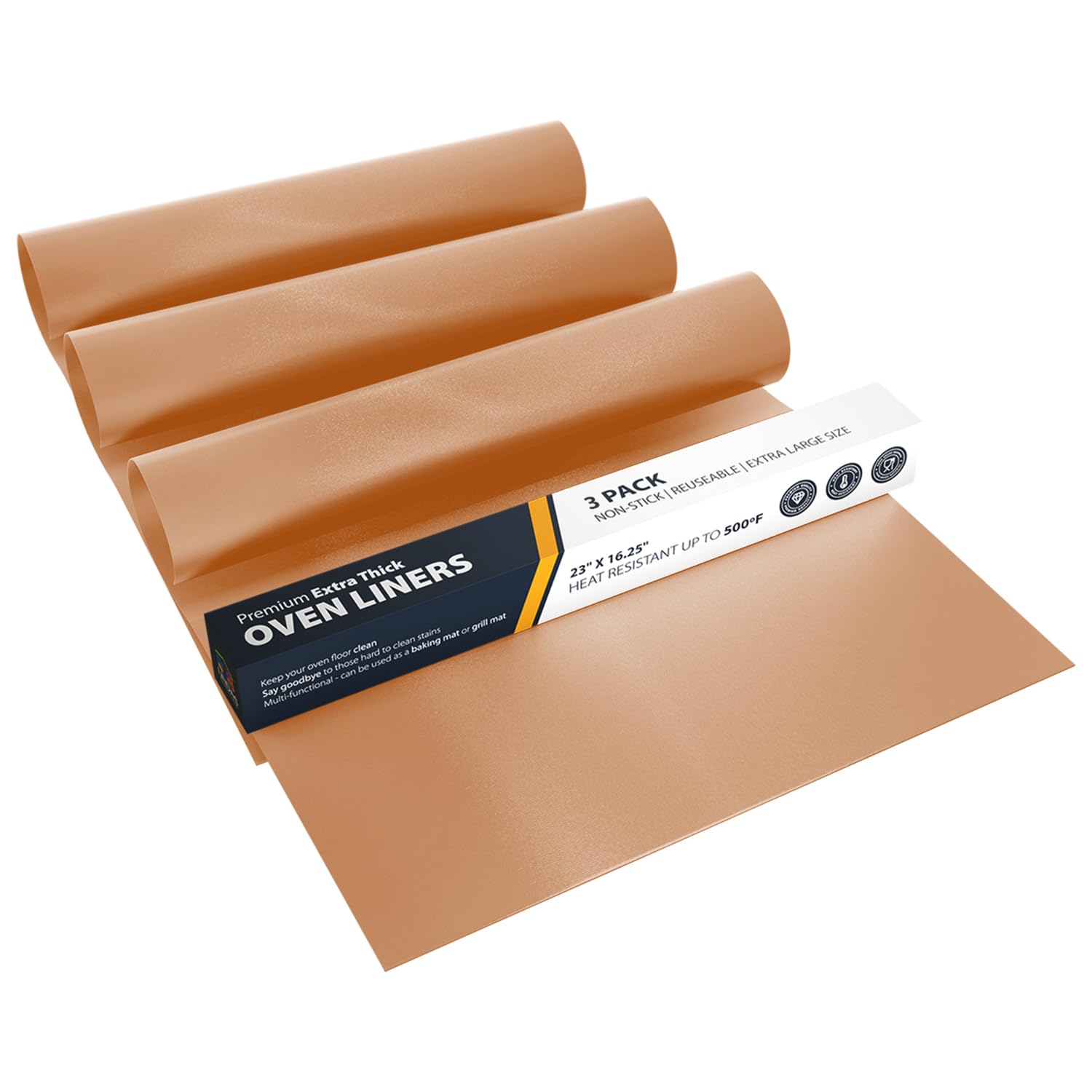 Oven Liners for Bottom of Oven - 2 Pack Large Heavy Duty Mats, 17”x25” Non-Stick Reusable Liner for Electric, Gas, Toaster Ovens, Grills - BPA & PFOA Free Kitchen Accessory to Keep Oven Clean (Black)