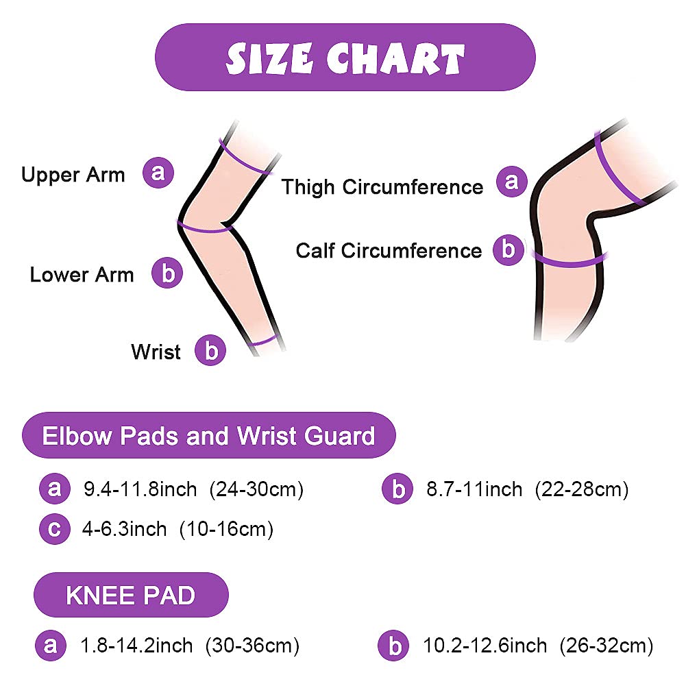 Wemfg Kids Protective Gear Set Knee Pads for Kids 3-14 Years Toddler Knee and Elbow Pads with Wrist Guards 3 in 1 for Skating Cycling Bike Rollerblading Scooter