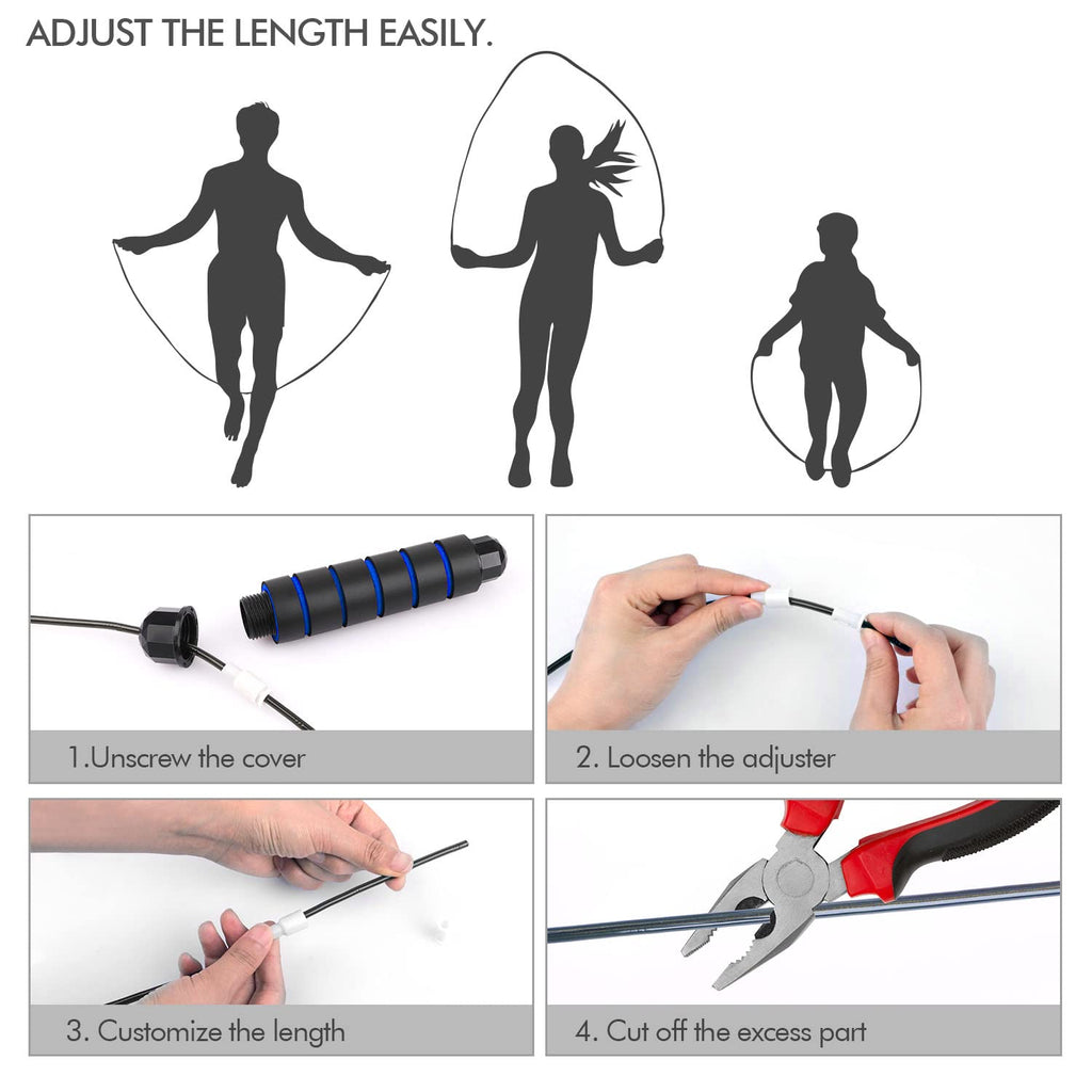 Jump Rope, Tangle-Free Rapid Speed Jumping Rope Cable with Ball Bearings for Women, Men, and Kids, Adjustable Steel Jump Rope with Foam Handles for Home Gym Exercise Fitness Workout Equipment & Slim Body