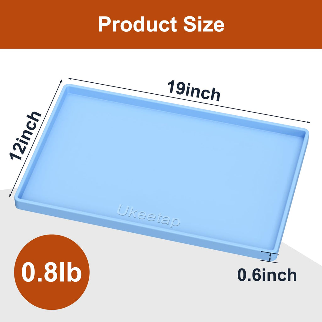 ukeetap Extra Thick Silicone Mat Waterproof with Raised Edge 34" x 22", Under Sink Mat for Kitchen & Bathroom, Kitchen Cabinet Liner, Multi-Purpose for Storage & Protection, Gray
