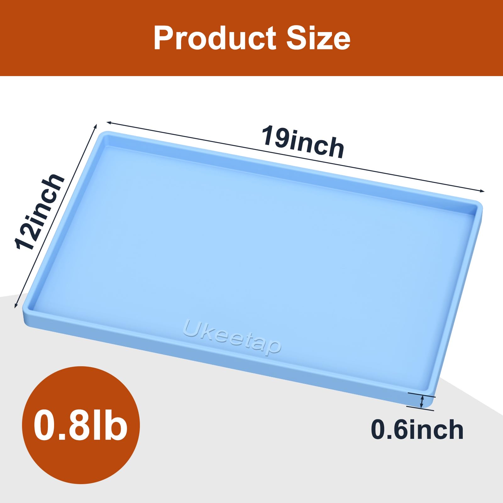 ukeetap Extra Thick Silicone Mat Waterproof with Raised Edge 34" x 22", Under Sink Mat for Kitchen & Bathroom, Kitchen Cabinet Liner, Multi-Purpose for Storage & Protection, Gray