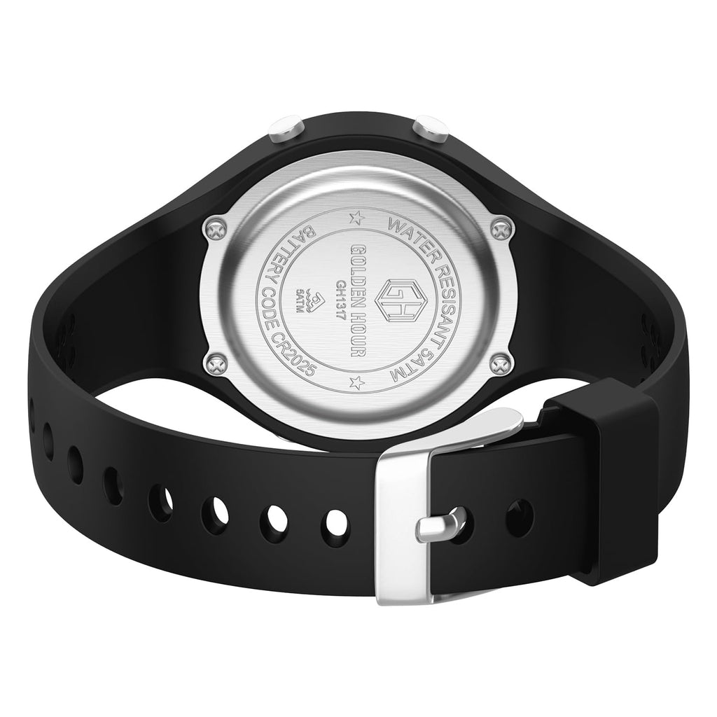 GOLDEN HOUR Waterproof Sport Women's Digital Chronograph Silicone Strap Watch
