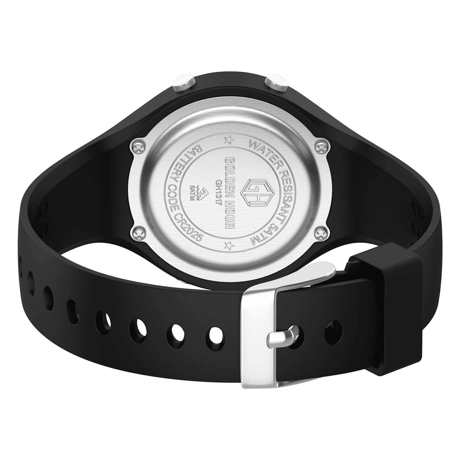 GOLDEN HOUR Waterproof Sport Women's Digital Chronograph Silicone Strap Watch