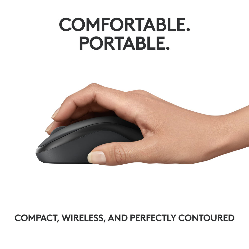 Logitech M185 Wireless Mouse, 2.4GHz with USB Mini Receiver, 12-Month Battery Life, 1000 DPI Optical Tracking, Ambidextrous PC/Mac/Laptop - Swift Grey