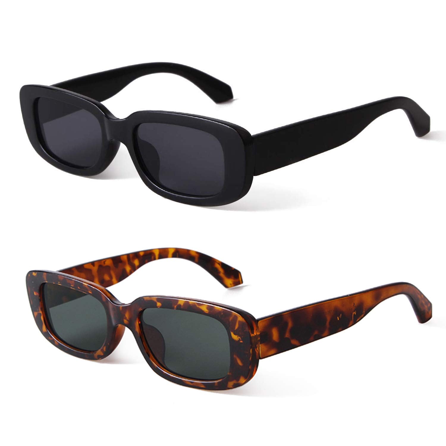 BUTABY Rectangle Sunglasses for Women Retro Driving Glasses 90’s Vintage Fashion Narrow Square Frame UV400 Protection