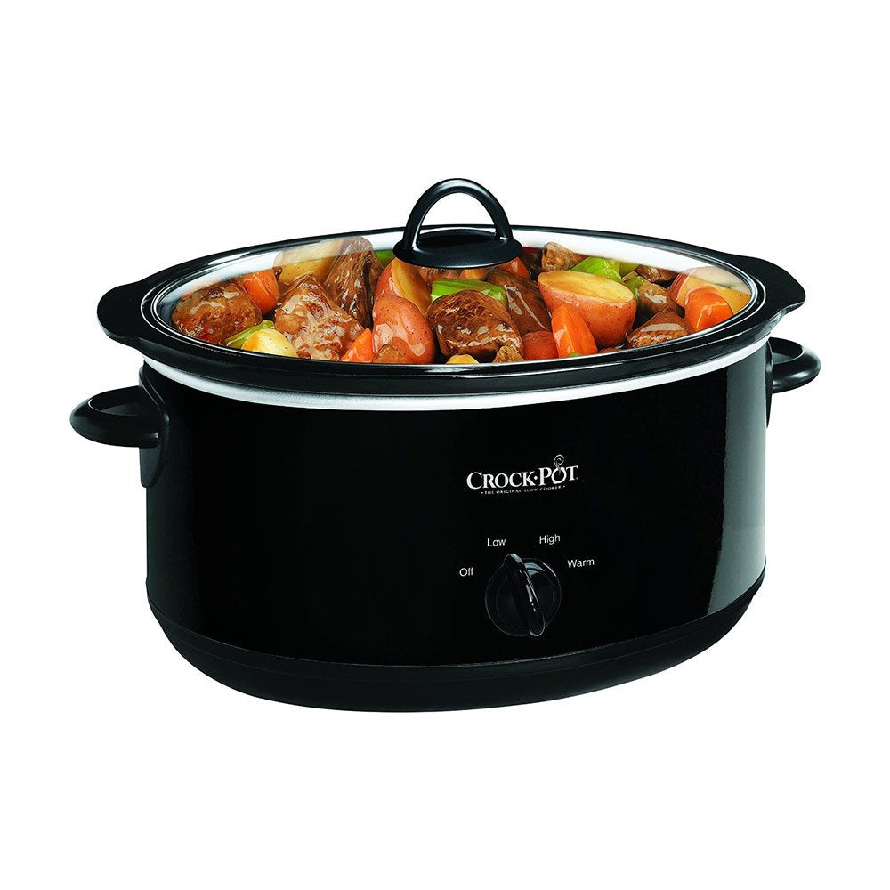 Crock-Pot 7-Quart Manual Slow Cooker, Family Size Serves 8+ People & Fits 6-lb Roast, Removable Stoneware with Warming Setting, Dishwasher Safe for Easy Cleanup, Stainless Steel