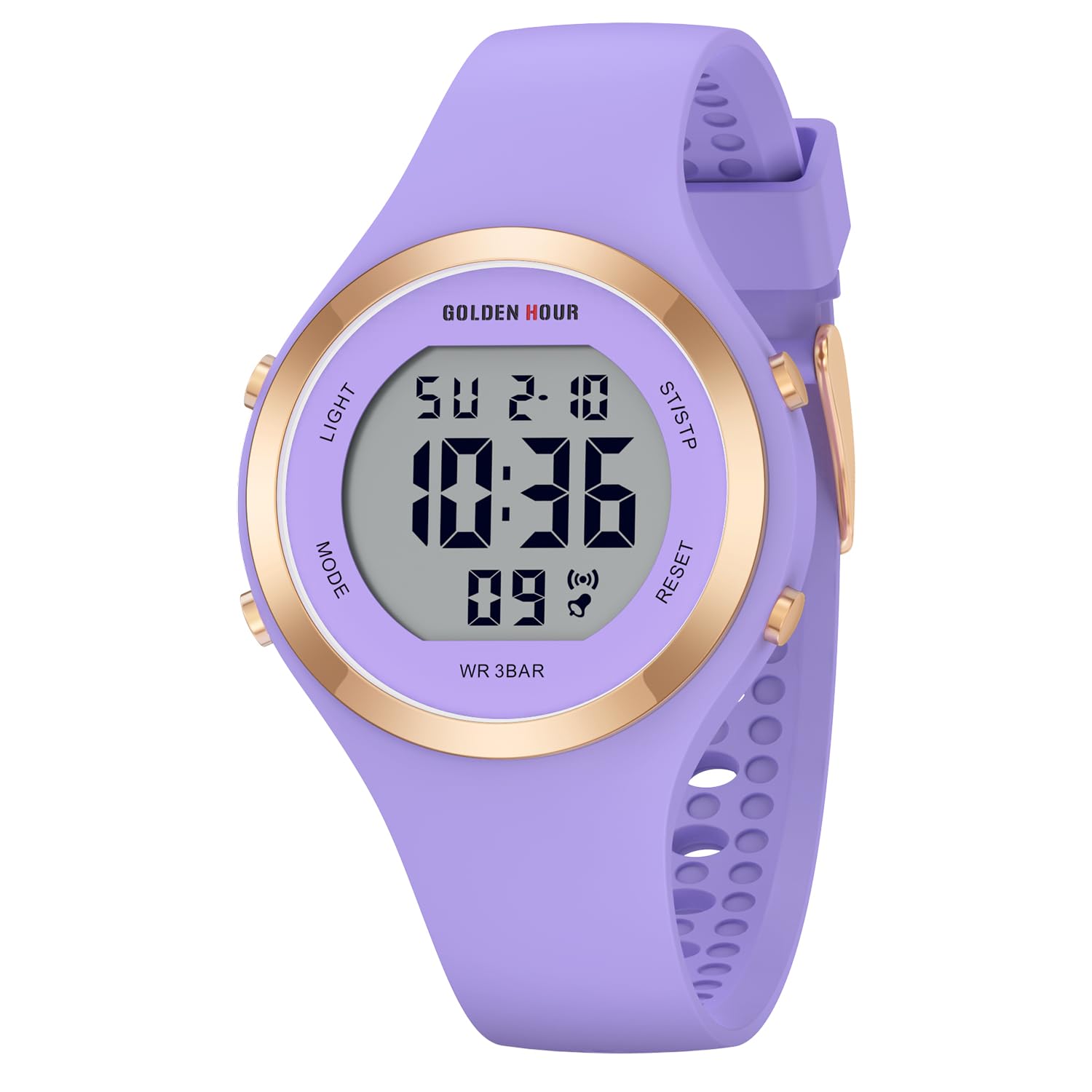 GOLDEN HOUR Waterproof Sport Women's Digital Chronograph Silicone Strap Watch
