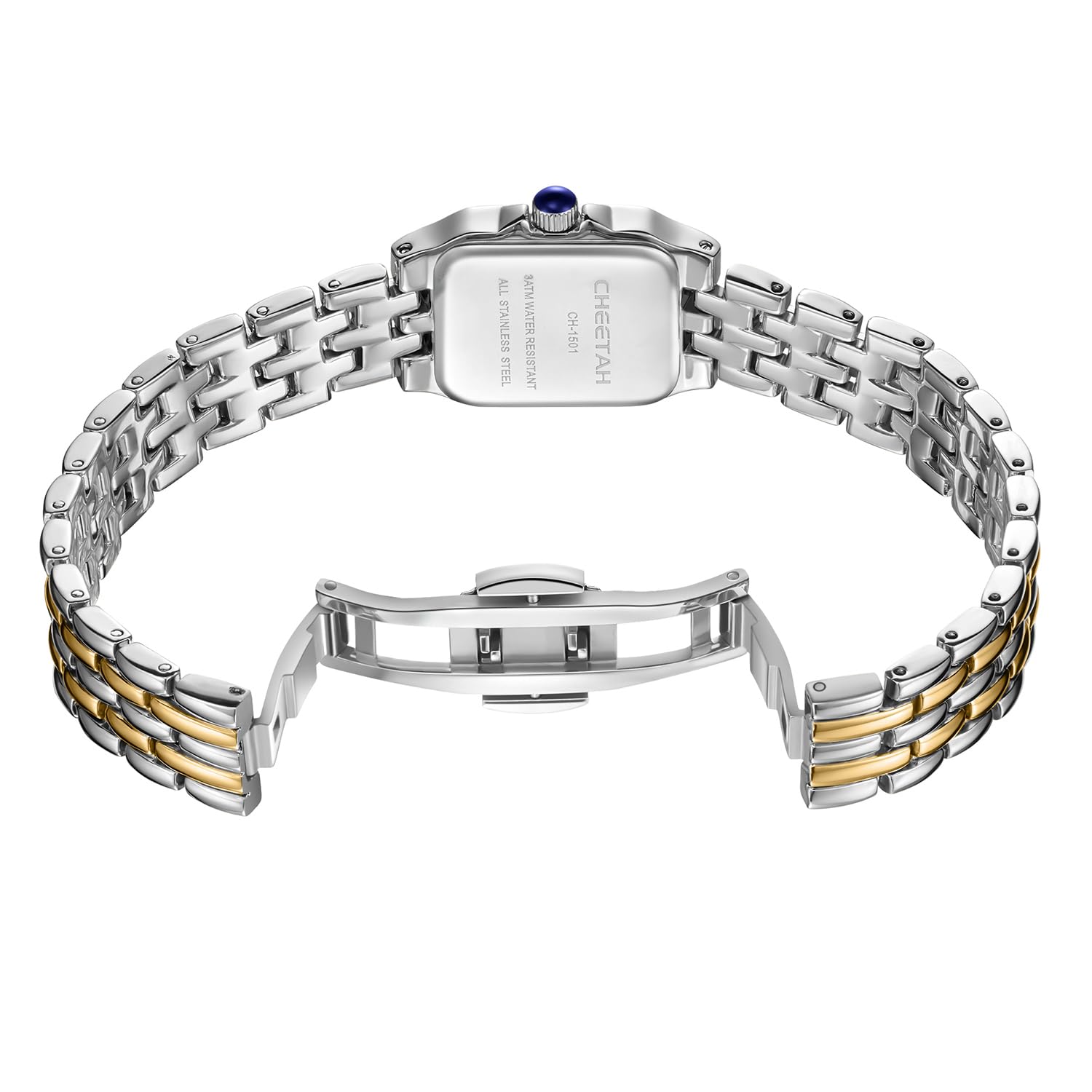 CHEETAH Gold Watches for Women with Small Vintage Bracelet, Rectangular Case Roman Dial