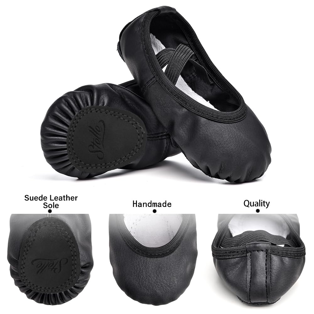 Stelle Ballet Shoes for Girls Toddler Ballet Slippers Soft Leather Boys Dance Shoes for Toddler/Little Kid/Big Kid